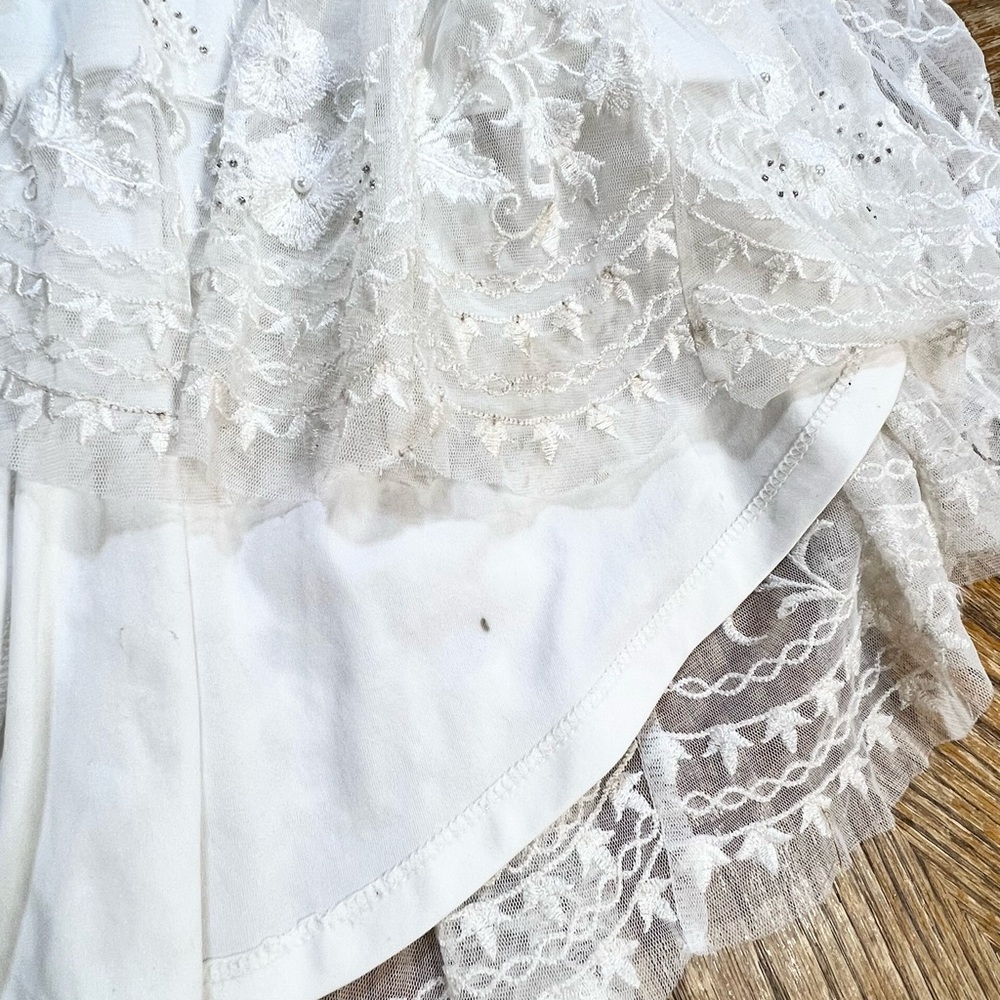 Lace open back train wedding dress bridal‎ gown sleeveless beaded embroidered - Picture 17 of 17